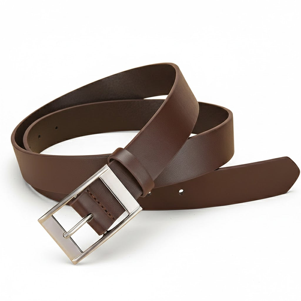 New Luxury Men’s PU Leather Belt – High-Quality Metal Pin Buckle, Designer Waist Strap for Jeans
