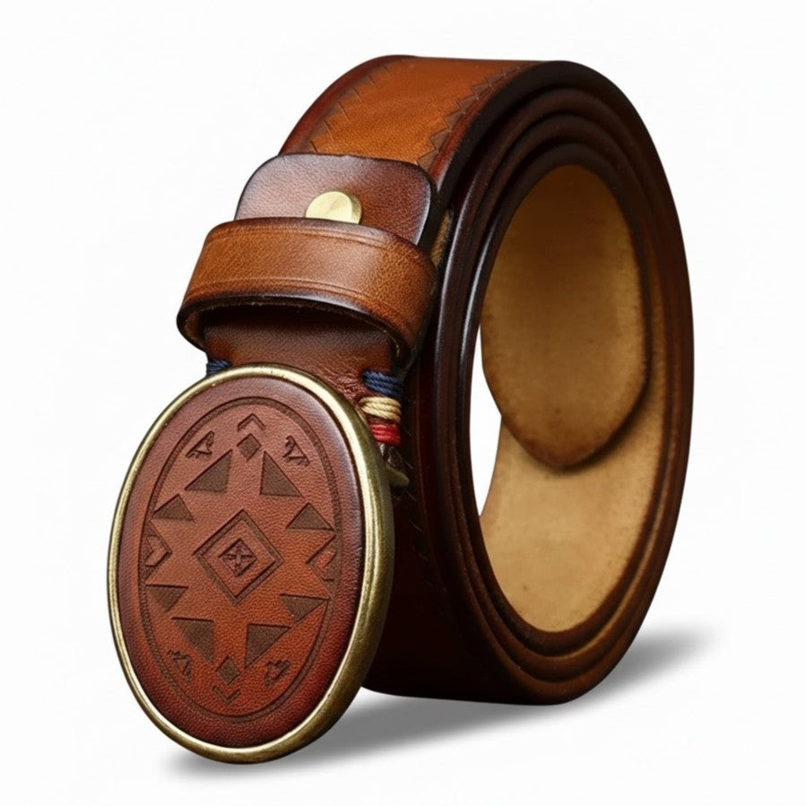 Men’s High-Quality Genuine Leather Belt – Luxury Smooth Buckle, Pure Cowhide with Laser Engraving, Casual Jeans Strap