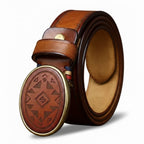 Men’s High-Quality Genuine Leather Belt – Luxury Smooth Buckle, Pure Cowhide with Laser Engraving, Casual Jeans Strap