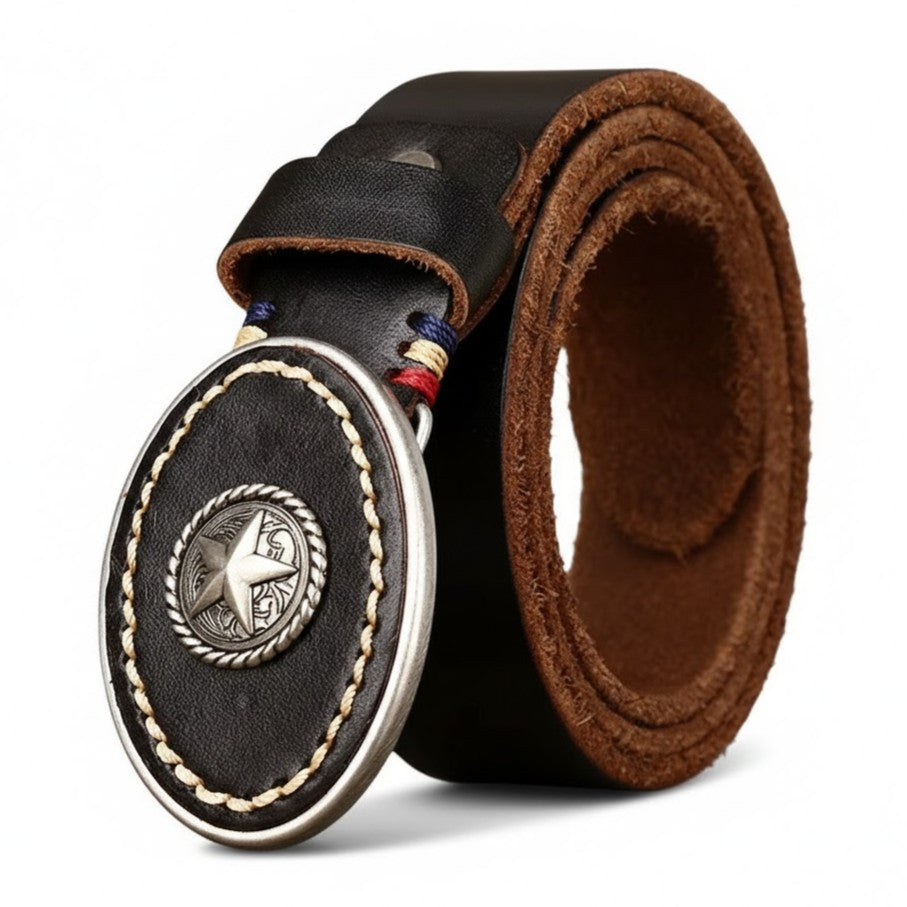 Men’s Genuine Leather Belt – High-Quality Pure Cowhide with Smooth Buckle for Jeans and Casual Wear