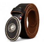 Men’s Genuine Leather Belt – High-Quality Pure Cowhide with Smooth Buckle for Jeans and Casual Wear