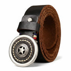 Men’s Genuine Leather Belt – Thick Cowhide with Smooth Buckle, High-Quality Durable Belt for Jeans and Casual Wear