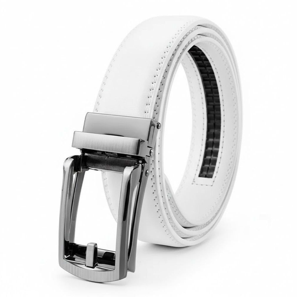 Men’s Leather Belt – Classic Business Cowhide Belt with Alloy Automatic Buckle, Two-Layer Durable Design, Versatile Fashion Accessory