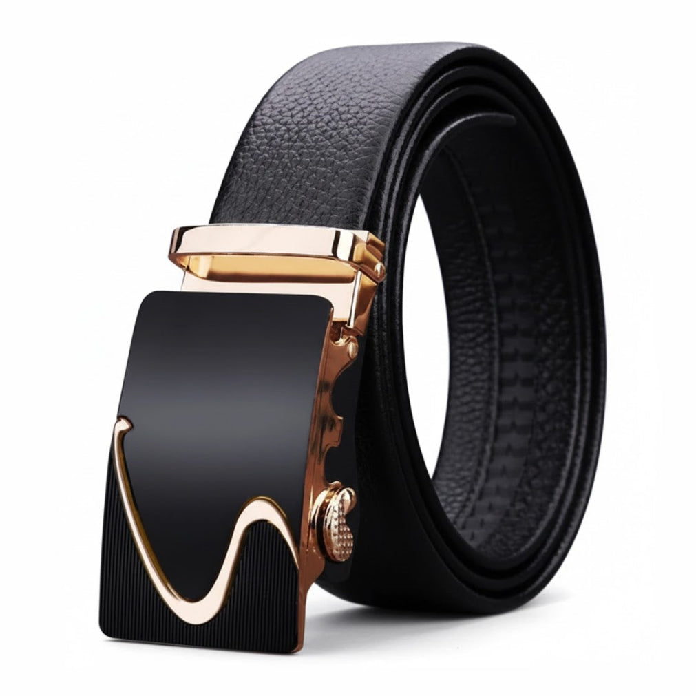 Men’s Genuine Leather Belt – Automatic Buckle, High-Quality Leather Strap for Casual and Jeans Wear