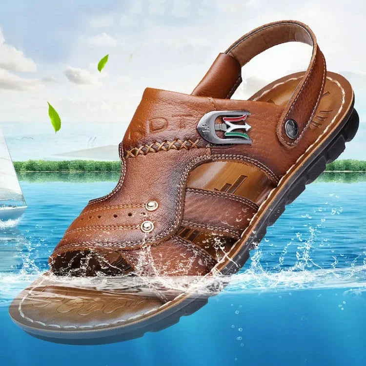 Genuine Leather Sandals – Versatile Casual Summer Style for Outdoor Wear