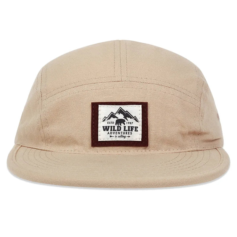 Men’s Cotton 5 Panel Baseball Cap – Adjustable Snapback Casual Hat