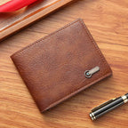 Men’s Slim Bifold Faux Leather Wallet – Credit & ID Card Holder, Solid Color Business Design