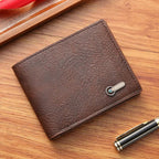 Men’s Slim Bifold Faux Leather Wallet – Credit & ID Card Holder, Solid Color Business Design