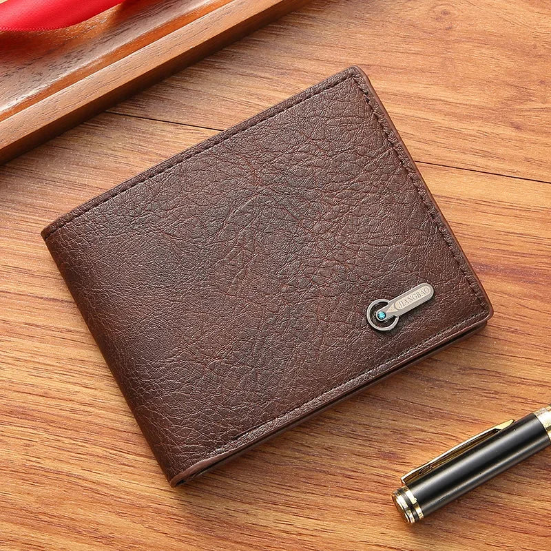 Men’s Slim Bifold Faux Leather Wallet – Credit & ID Card Holder, Solid Color Business Design
