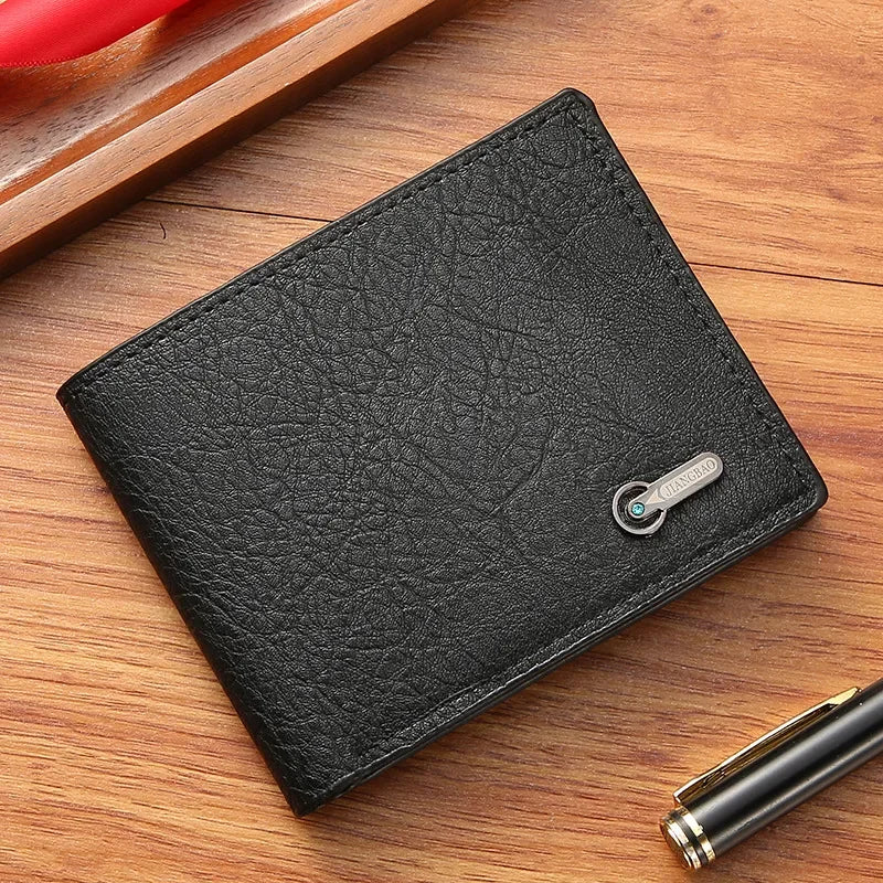 Men’s Slim Bifold Faux Leather Wallet – Credit & ID Card Holder, Solid Color Business Design