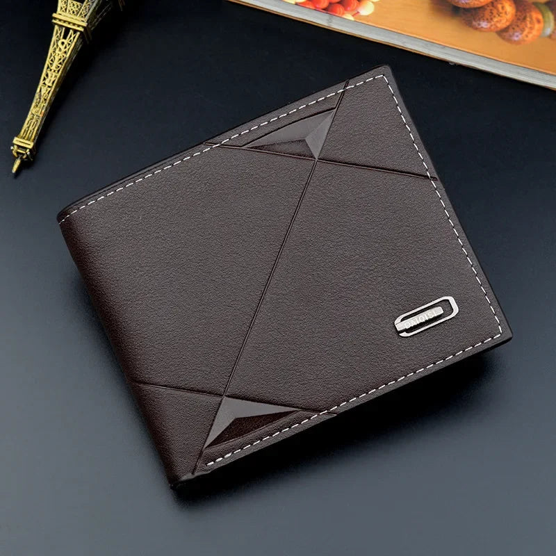 Men’s Slim Bifold Faux Leather Wallet – Credit & ID Card Holder, Solid Color Business Design