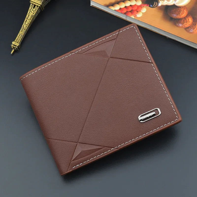 Men’s Slim Bifold Faux Leather Wallet – Credit & ID Card Holder, Solid Color Business Design