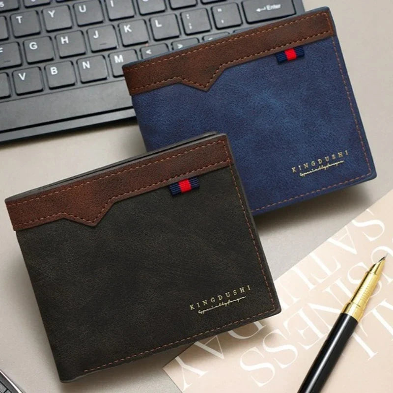 Men’s Bifold Wallet – Minimalist Casual Short Wallet with Multiple Card Slots, Zippered Coin Compartment, Large Capacity