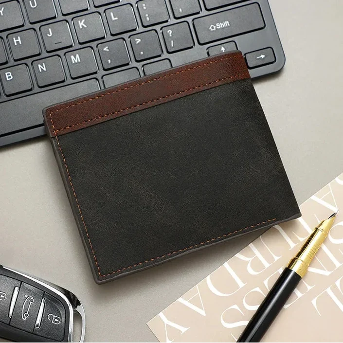 Men’s Bifold Wallet – Minimalist Casual Short Wallet with Multiple Card Slots, Zippered Coin Compartment, Large Capacity
