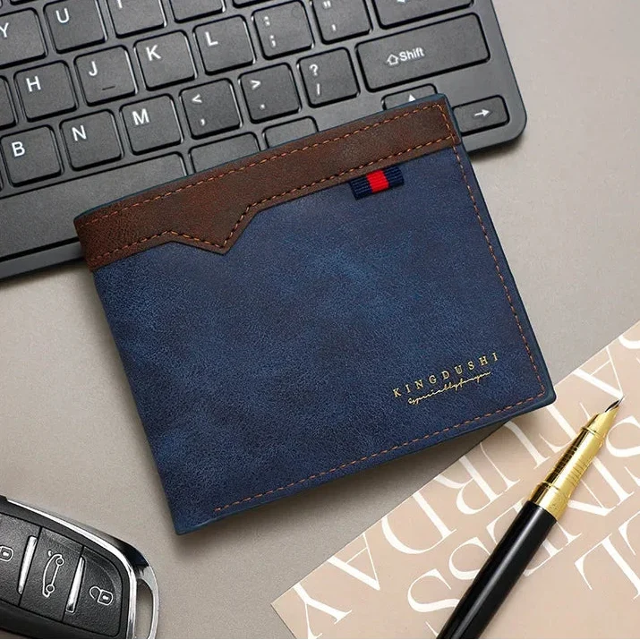 Men’s Bifold Wallet – Minimalist Casual Short Wallet with Multiple Card Slots, Zippered Coin Compartment, Large Capacity