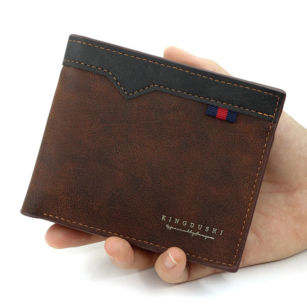 Men’s Bifold Wallet – Minimalist Casual Short Wallet with Multiple Card Slots, Zippered Coin Compartment, Large Capacity