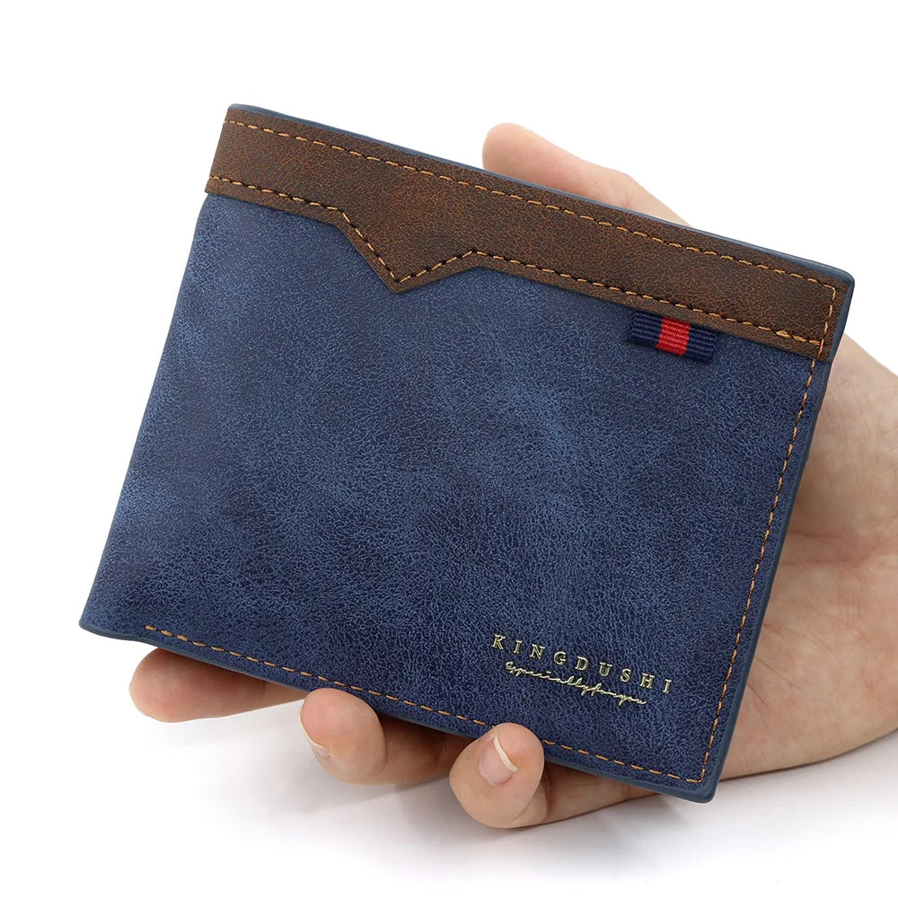 Men’s Bifold Wallet – Minimalist Casual Short Wallet with Multiple Card Slots, Zippered Coin Compartment, Large Capacity
