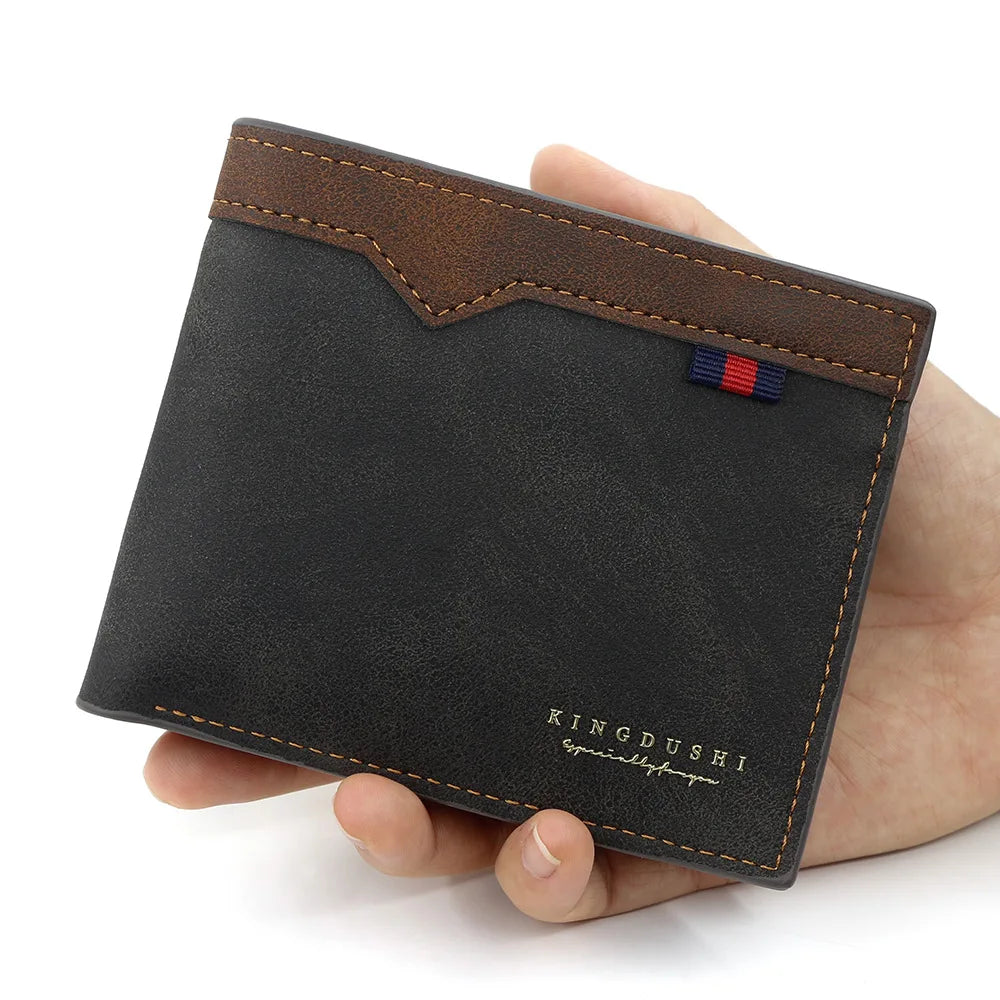 Men’s Bifold Wallet – Minimalist Casual Short Wallet with Multiple Card Slots, Zippered Coin Compartment, Large Capacity