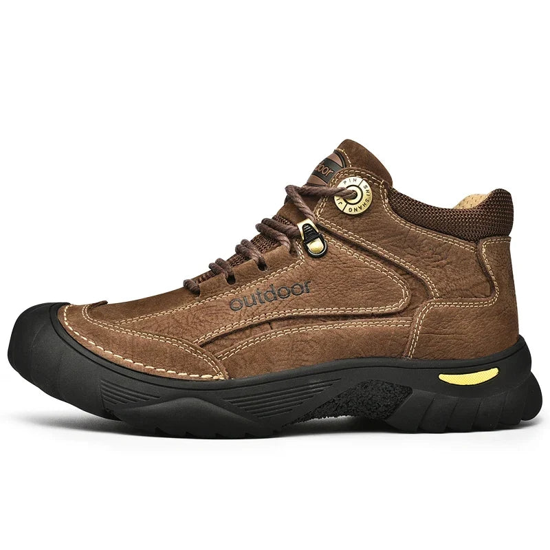 Men’s Black Genuine Leather Boots – Comfortable, Luxury, Outdoor Hiking and Casual Winter Shoes