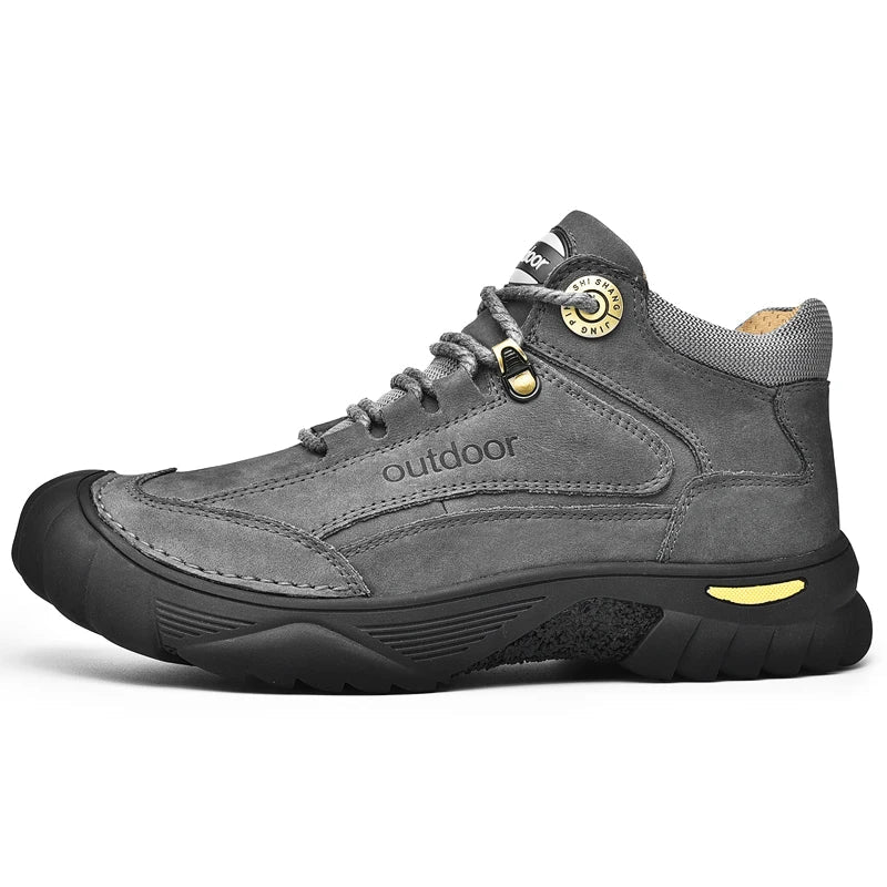 Men’s Black Genuine Leather Boots – Comfortable, Luxury, Outdoor Hiking and Casual Winter Shoes