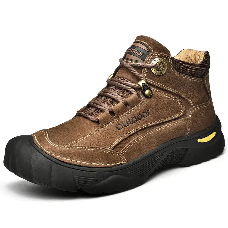 Men’s Black Genuine Leather Boots – Comfortable, Luxury, Outdoor Hiking and Casual Winter Shoes