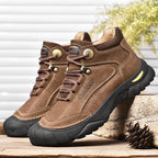 Men’s Black Genuine Leather Boots – Comfortable, Luxury, Outdoor Hiking and Casual Winter Shoes