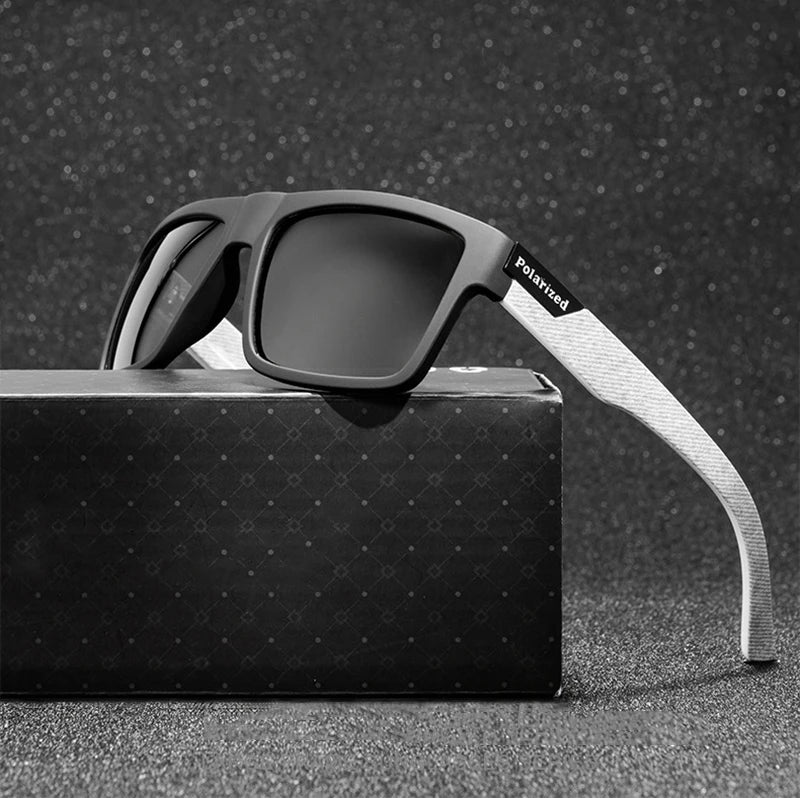 Men’s Black Polarized Sunglasses – Classic Square Design for Outdoor, Driving and Fishing with UV400 Protection