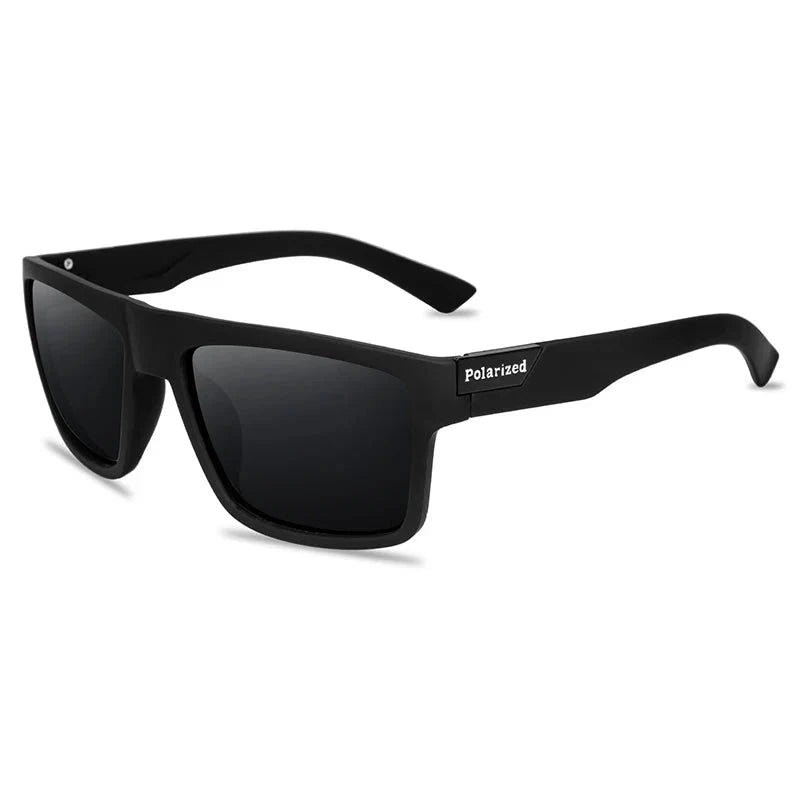 Men’s Black Polarized Sunglasses – Classic Square Design for Outdoor, Driving and Fishing with UV400 Protection
