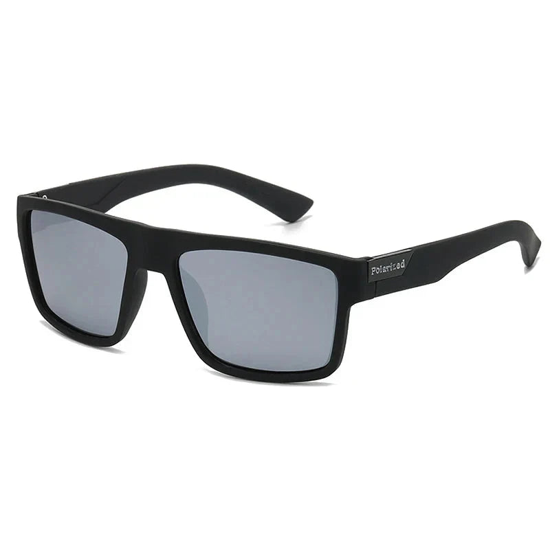 Men’s Black Polarized Sunglasses – Classic Square Design for Outdoor, Driving and Fishing with UV400 Protection