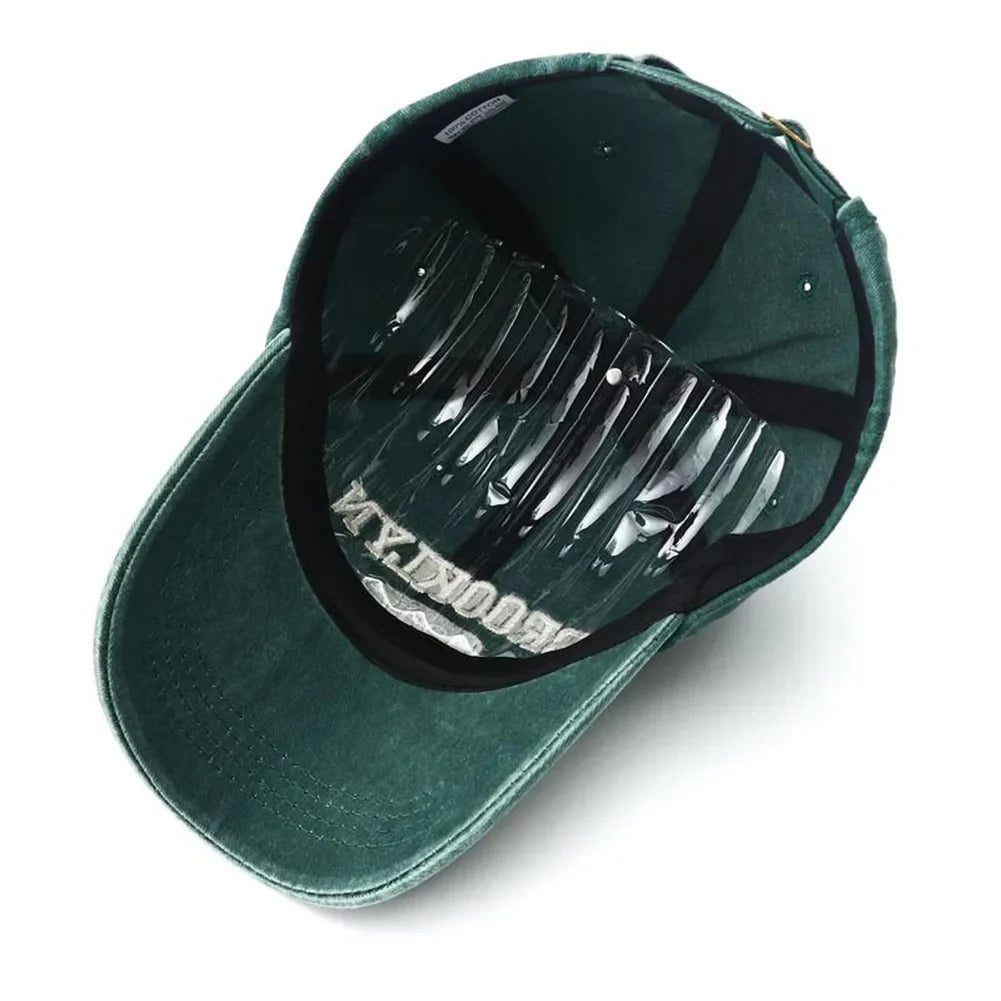 Brooklyn Embroidered Snapback Cap – Vintage Washed Baseball Hat