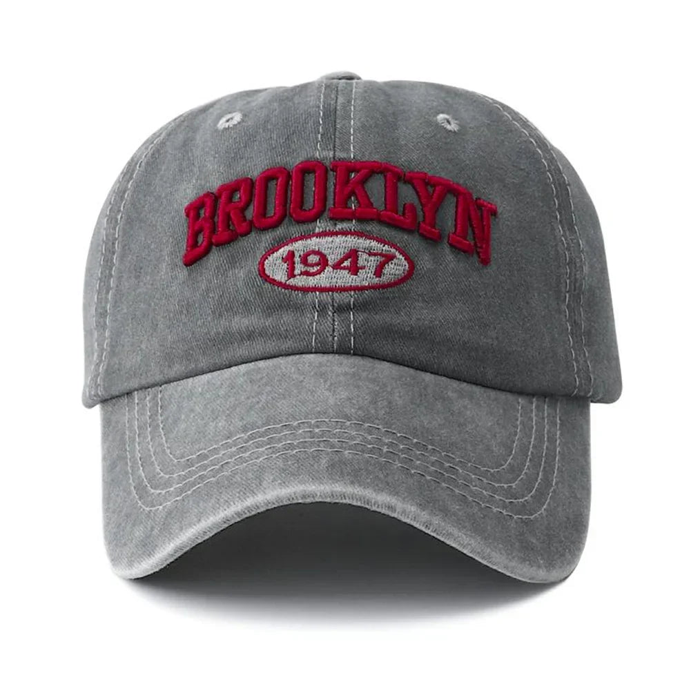 Brooklyn Embroidered Snapback Cap – Vintage Washed Baseball Hat