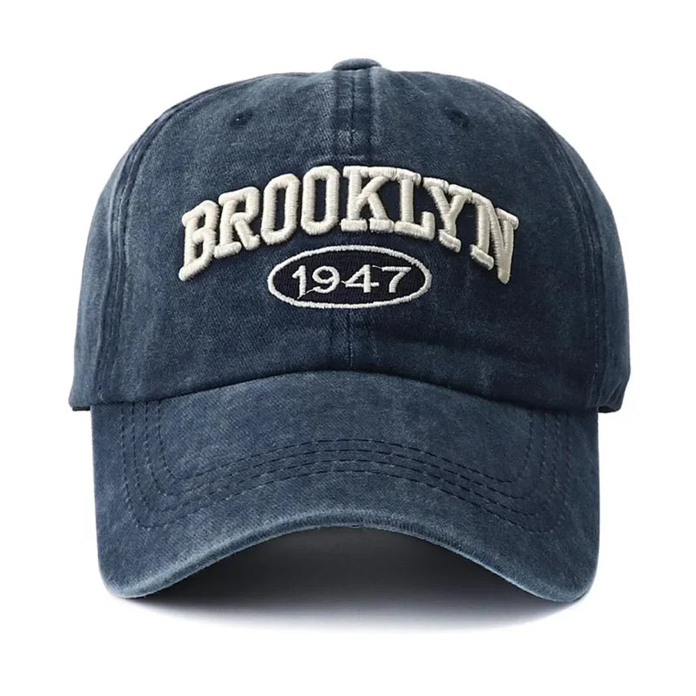 Brooklyn Embroidered Snapback Cap – Vintage Washed Baseball Hat