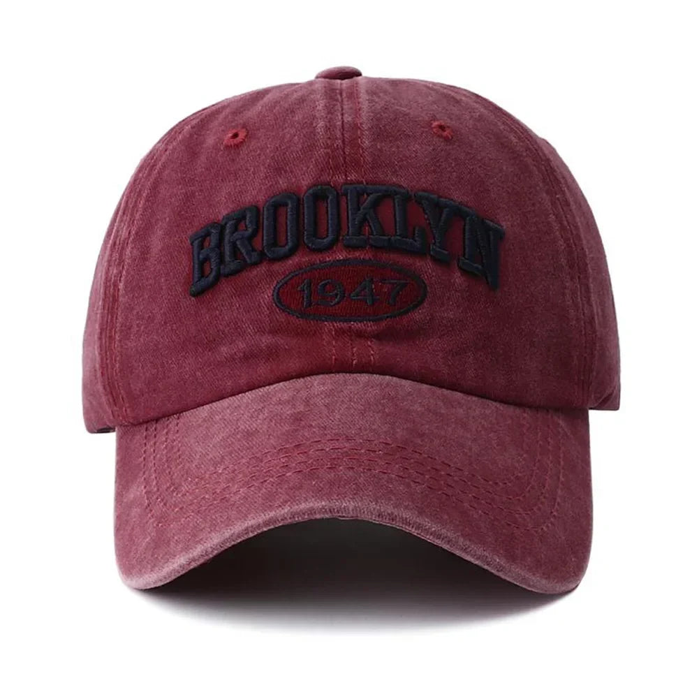 Brooklyn Embroidered Snapback Cap – Vintage Washed Baseball Hat