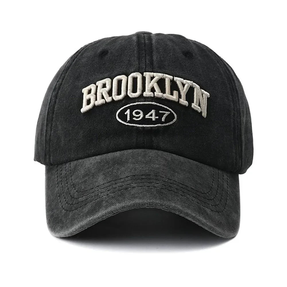Brooklyn Embroidered Snapback Cap – Vintage Washed Baseball Hat