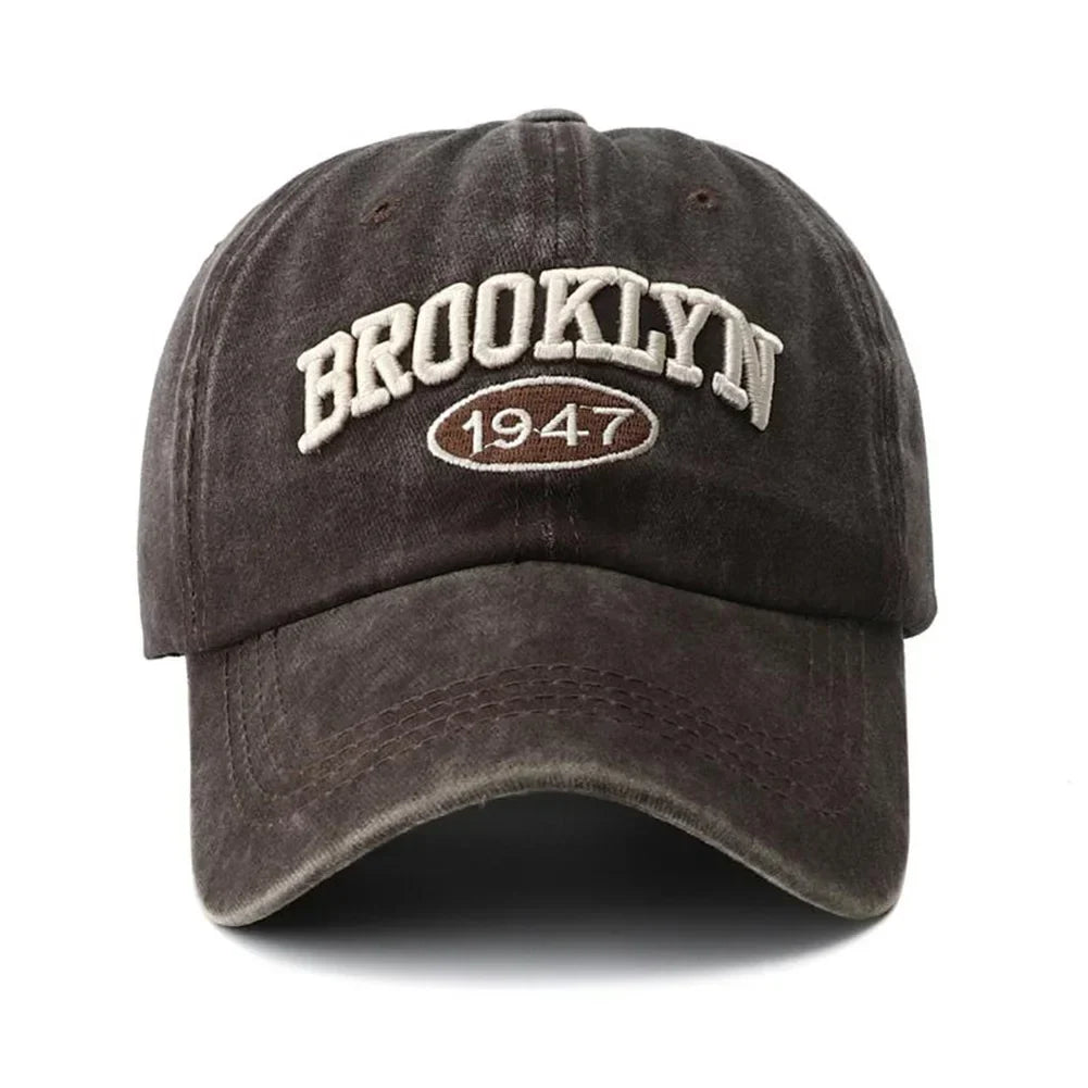 Brooklyn Embroidered Snapback Cap – Vintage Washed Baseball Hat