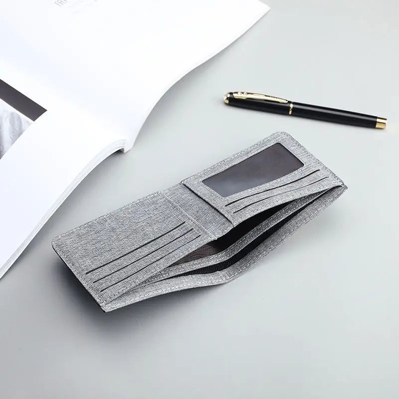 Men’s Canvas Wallet – Short Card Holder and Money Bag, ID/Photo/Bank Card Organizer