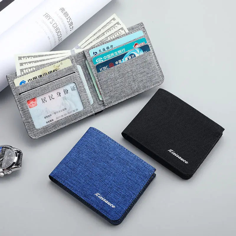Men’s Canvas Wallet – Short Card Holder and Money Bag, ID/Photo/Bank Card Organizer