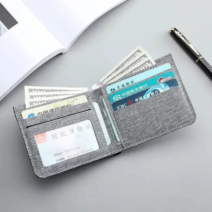 Men’s Canvas Wallet – Short Card Holder and Money Bag, ID/Photo/Bank Card Organizer