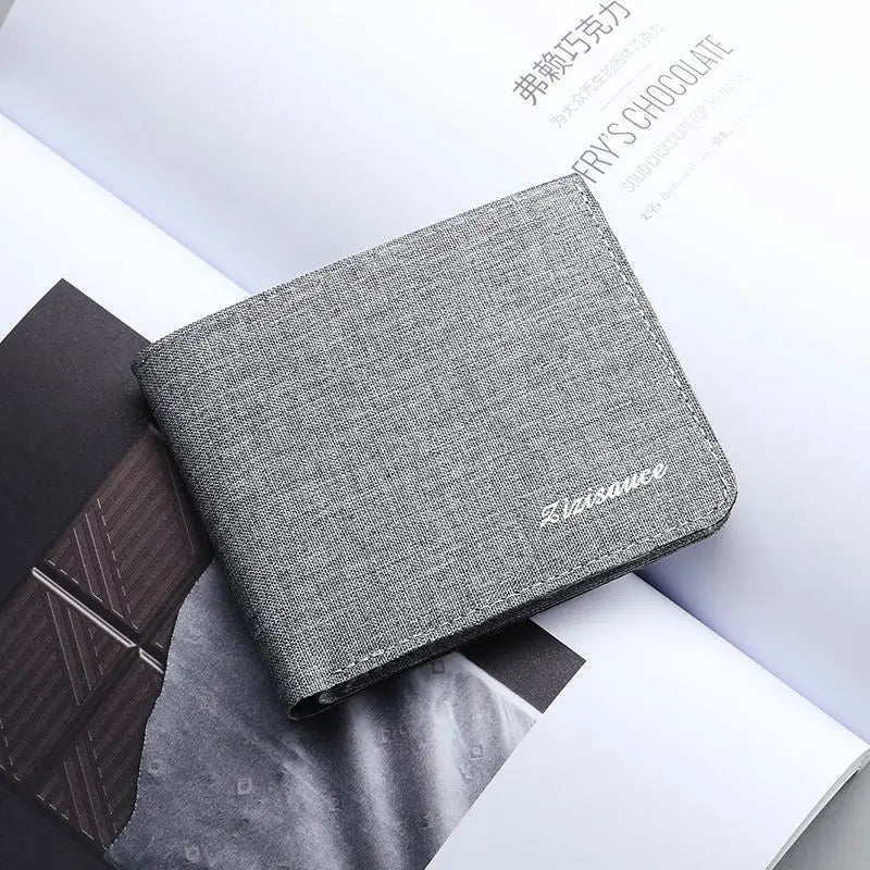 Men’s Canvas Wallet – Short Card Holder and Money Bag, ID/Photo/Bank Card Organizer