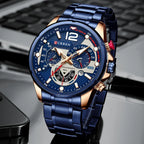 Men’s Luxury Chronograph Watch – Waterproof Stainless Steel Quartz Wristwatch for Casual and Business Use