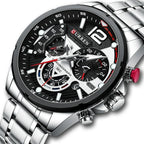 Men’s Luxury Chronograph Watch – Waterproof Stainless Steel Quartz Wristwatch for Casual and Business Use