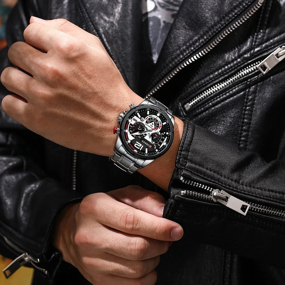 Men’s Luxury Chronograph Watch – Waterproof Stainless Steel Quartz Wristwatch for Casual and Business Use