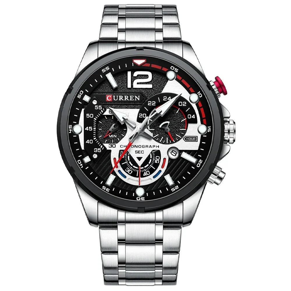 Men’s Luxury Chronograph Watch – Waterproof Stainless Steel Quartz Wristwatch for Casual and Business Use