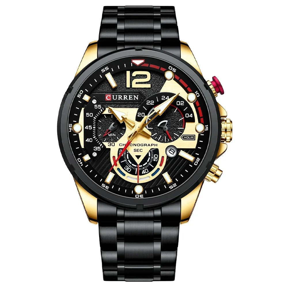 Men’s Luxury Chronograph Watch – Waterproof Stainless Steel Quartz Wristwatch for Casual and Business Use