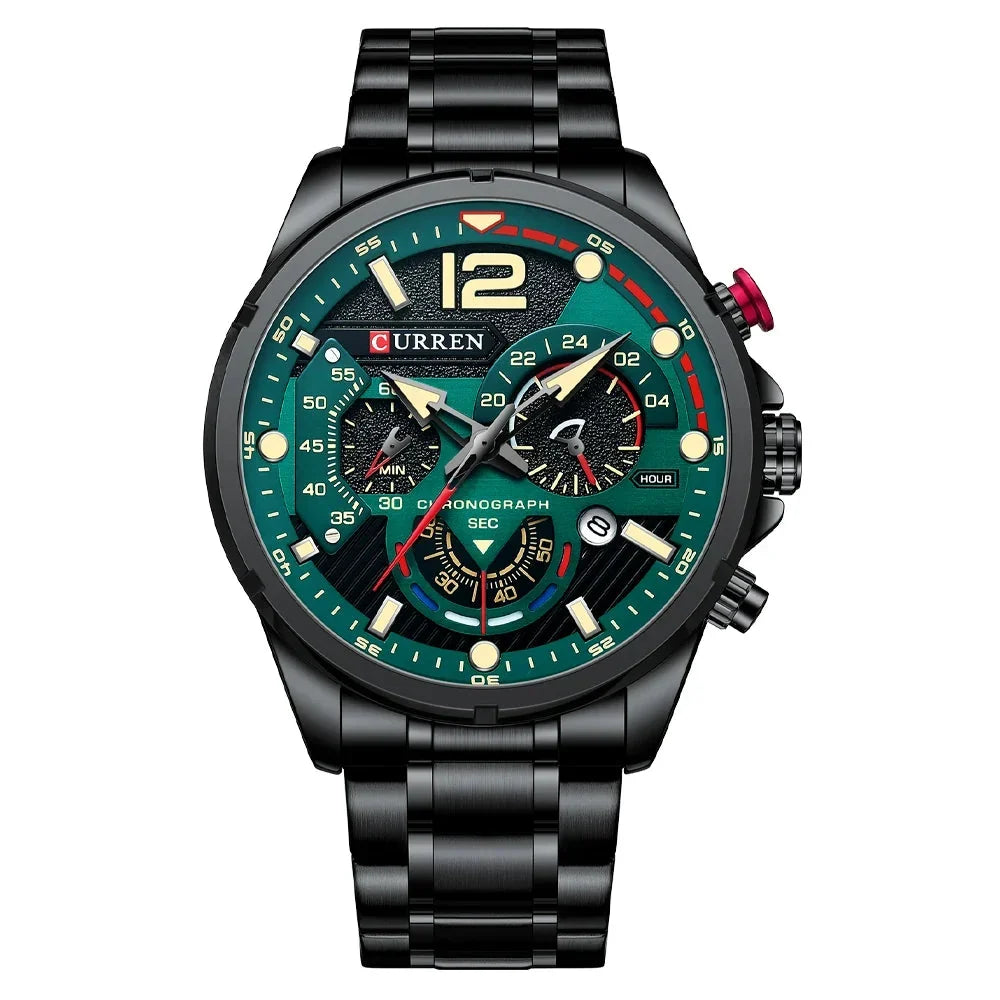 Men’s Luxury Chronograph Watch – Waterproof Stainless Steel Quartz Wristwatch for Casual and Business Use