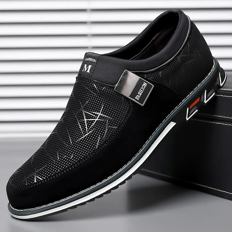 Classic Business Men’s Leather Shoes – Comfortable Slip-On Loafers, Flat Work & Casual Moccasin Sneakers, Big Size