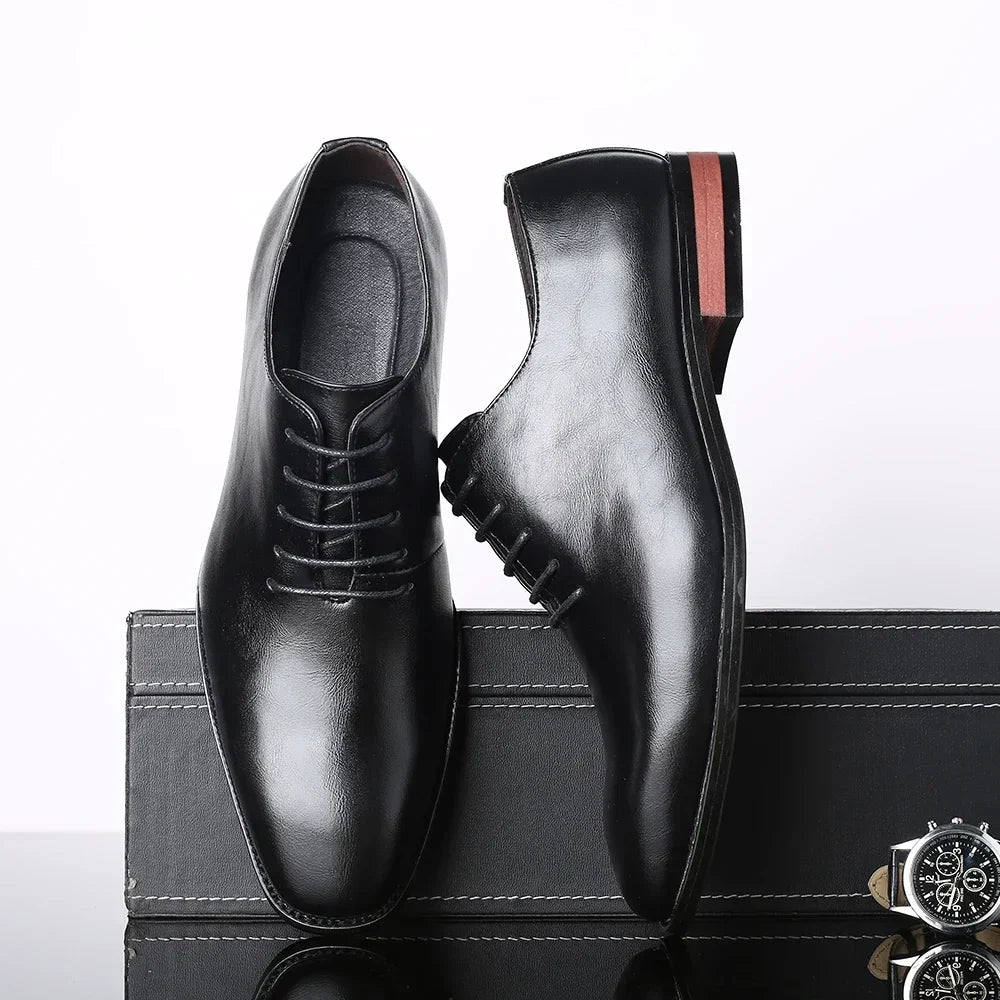 Men’s Classic Elegant Dress Shoes, Lightweight Lace-Up Pointed Toe Shoes for Parties, Weddings, and Everyday Wear