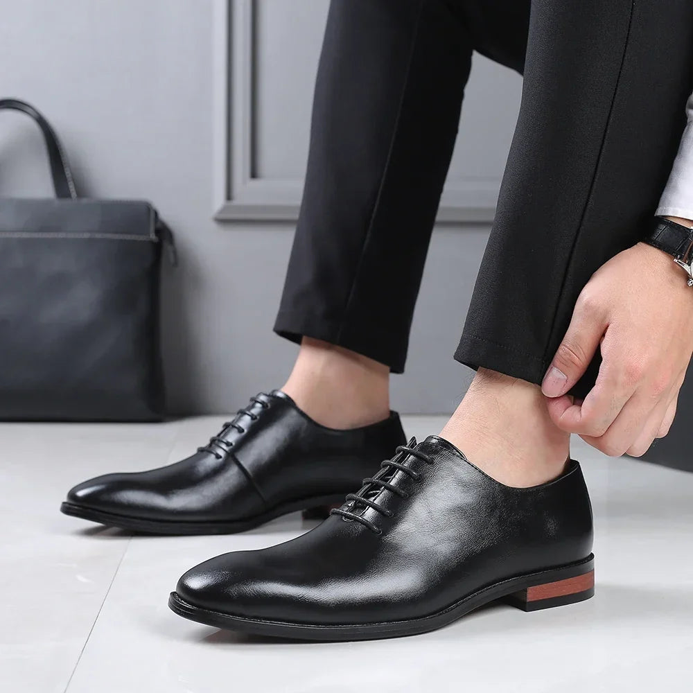Men’s Classic Elegant Dress Shoes, Lightweight Lace-Up Pointed Toe Shoes for Parties, Weddings, and Everyday Wear