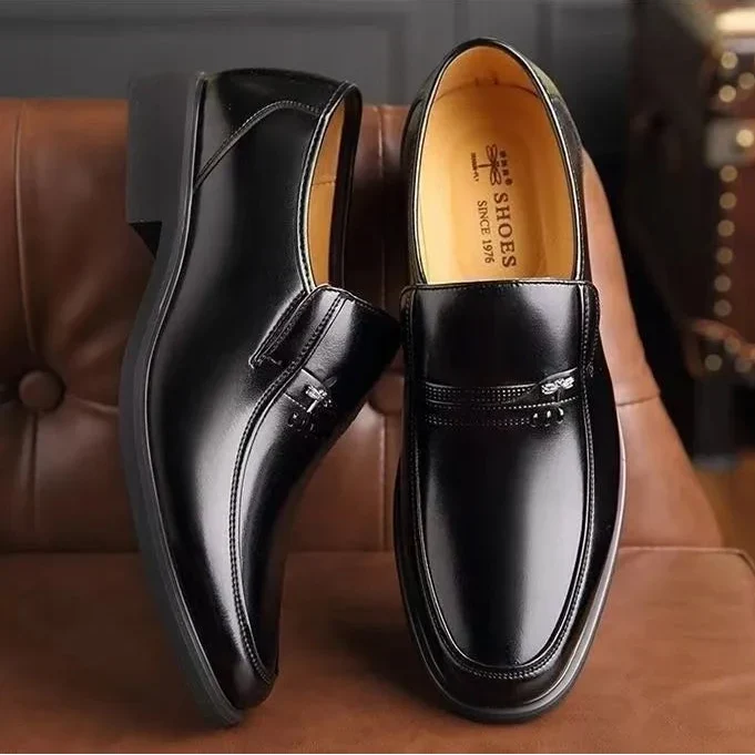 Men’s Classic Full Grain Cowhide Shoes, Comfortable Breathable Dress Shoes with Soft Anti-Slip Sole for Business and Everyday Wear