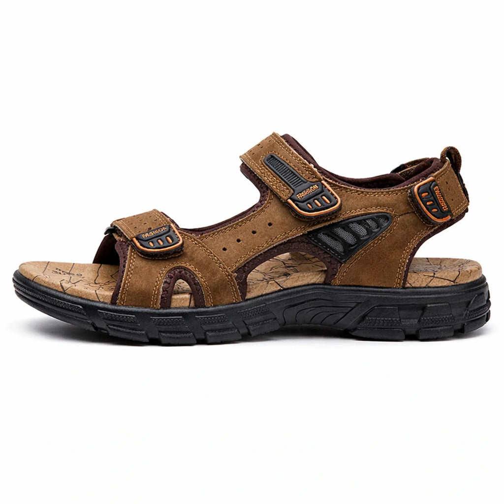 Classic Men’s Genuine Leather Sandals – Summer Outdoor Casual Lightweight Fashion Sandals